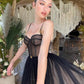 Black Mesh Sleeveless Short Evening Dress