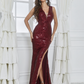 Sequin Deep V Neck Backless Mermaid Prom Dress