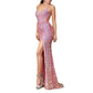 Deep V Neck Backless Sequined Evening Dress