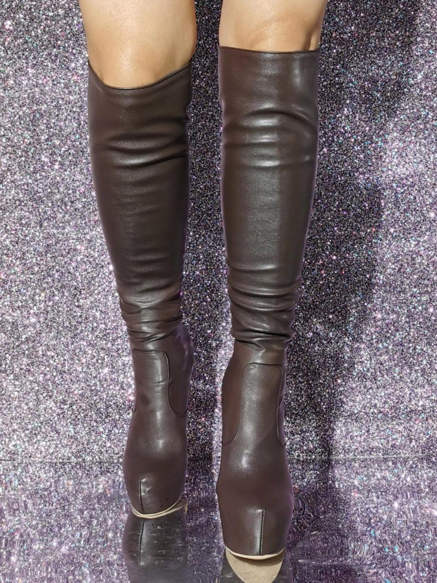 Platform Knee-High Heeled Boots