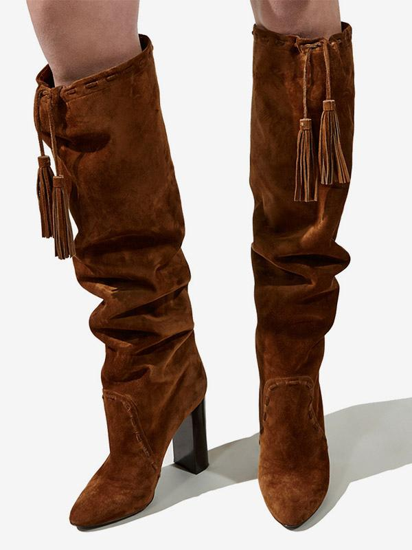 Suede Knee-High Slouch Boots