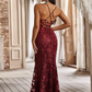 Sleeveless Backless Lace Maxi Bridesmaid Dress