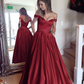 Satin A-Line Off-Shoulder Sleeveless Evening Dress
