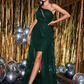 Oblique Shoulder Gown Stitching Mesh Evening Dress