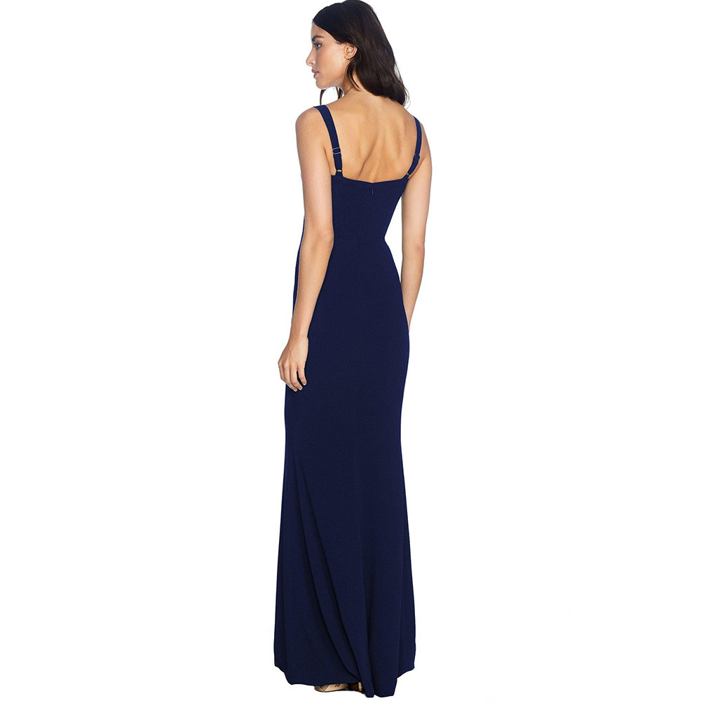 Navy Sleeveless Long Mermaid Evening Slit Dress