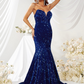 Sequin Strapless Long Mermaid Prom Dress