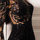 Black Chiffon Bateau Neck Long Sleeve Lace Bodycon Formal Dress