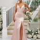 Deep V-Neck Spaghetti Strap Sleeveless Maxi Bridesmaid Dress