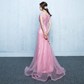 Pink Embroidered Applique Fishtail Bridesmaid Dress