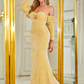 Sequin Off-Shoulder Full Sleeves Long Evening Dress