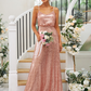 Sequin Spaghetti Strap Sleeveless Maxi Bridesmaid Dress