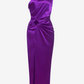 Satin Oblique Shoulder High Slit Long Prom Dress