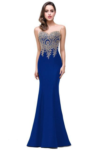 Embroidered Sleeveless Mermaid Long Evening Dress