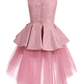 A-Line Pink Lace Appliqued Sleeveless Kids Party Dress