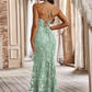 Lace Appliqued Backless Maxi Bridesmaid Dress