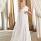 Off-Shoulder Long Sleeves Slit Wedding Dress