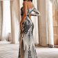 One Shoulder Long Sleeves Evening Dress