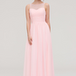 Papaya Whip Jewel Neck Sleeveless Maxi Bridesmaid Dress