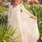 Lace Ivory V Neck Flare Sleeves Kids Party Dress