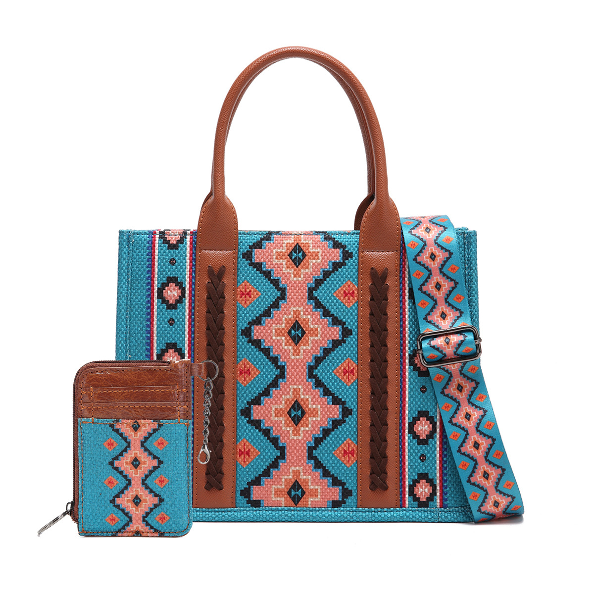 Southwestern Dual Sided Print Small Canvas Tote/Crossbody