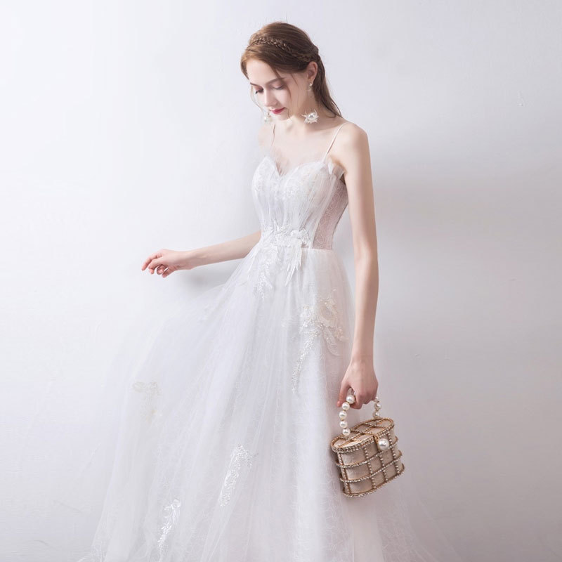 Lace Embroidered Sleeveless Wedding Dress