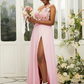 Lace Embroidered Sleeveless Maxi Bridesmaid Slit Dress