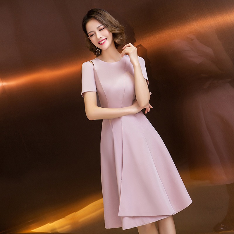 Simple Round Neck Short Sleeves Short Evening Dress