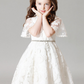 White Lace Bell Short Sleeves Short Kids Party Dress