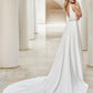 White Deep V-Neck Flower Lace Embroidered Wedding Dress