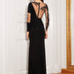 Black Chiffon Bateau Neck Long Sleeve Lace Bodycon Formal Dress