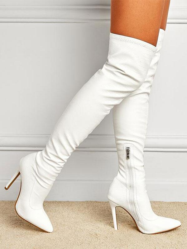 Pointy Toe Stiletto Thigh High Boots