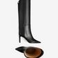 Black Pointed Toe High Heel Knee Boots