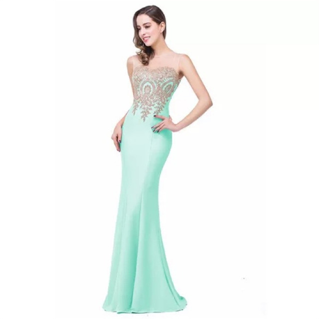 Embroidered Sleeveless Mermaid Long Evening Dress