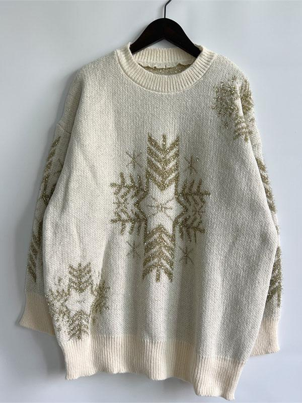 Snowflake Pattern Pullover Sweatshirt