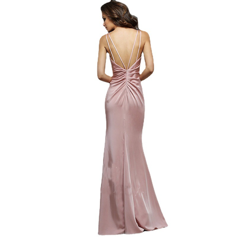 Deep V Neck Sleeveless High Slit Long Evening Dress