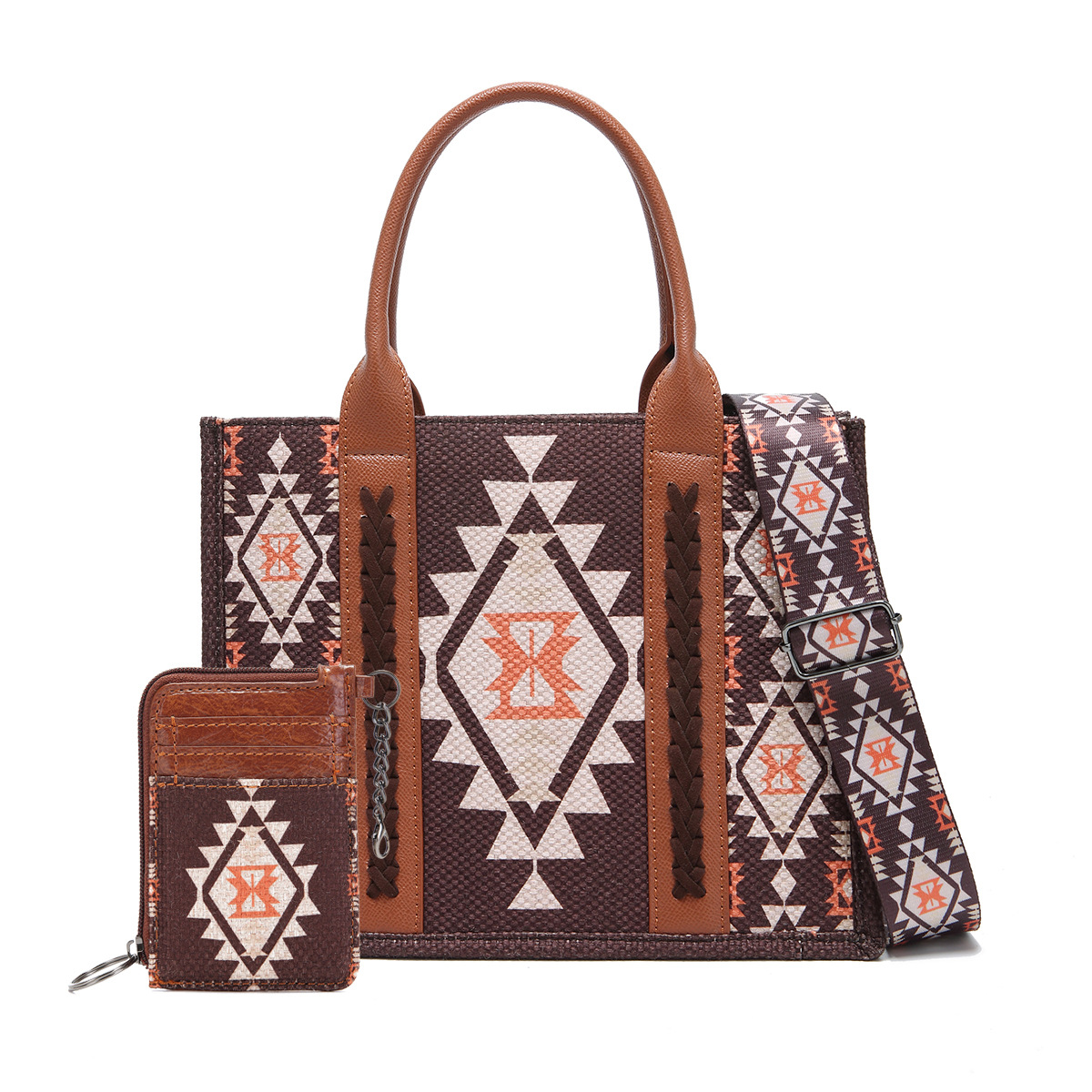 Southwestern Dual Sided Print Small Canvas Tote/Crossbody