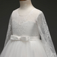 White Lace Jewel Neck Long Sleeves Kids Wedding Dress