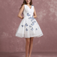 White A-Line Deep V Neck Butterfly Applique Sleeveless Bridesmaid Dress