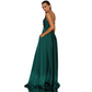 Deep V Neck Spaghetti Strap Evening Dress