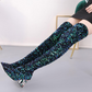 Chic Square Toe Sequined Over-The-Knee Winter Boots