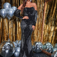 Sequin Strapless Long Sleeves Mermaid Prom Dress