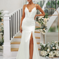 Deep V-Neck Spaghetti Strap Sleeveless Maxi Bridesmaid Dress