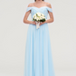 Pale Turquoise Appliqued Off-Shoulder Bridesmaid Dress