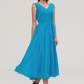 Dodger Blue V Neck Sleeveless Short Bridesmaid Dress