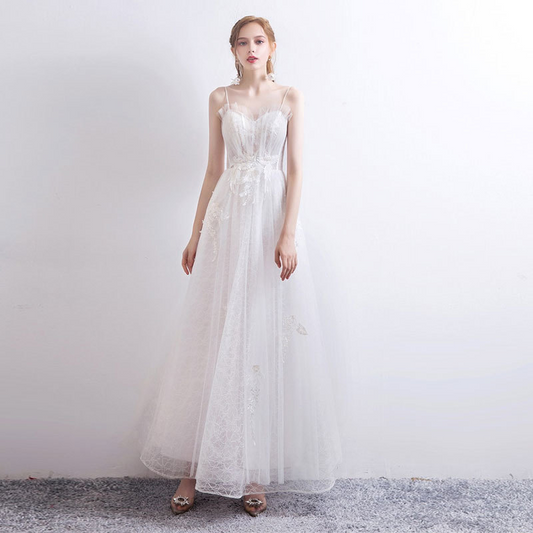 Lace Embroidered Sleeveless Wedding Dress