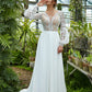 White Floral Embroidered Backless Wedding Dress