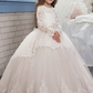 Lace Jewel Neck Long Sleeves Kids Wedding Dress