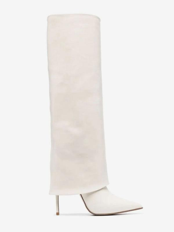 Foldover Knee High Boots with Pointed Toe