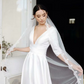 White V Neck Boho Wedding Dress