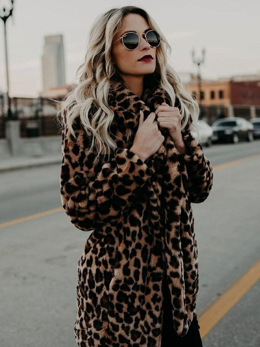 Faux Fur Leopard Print Coat